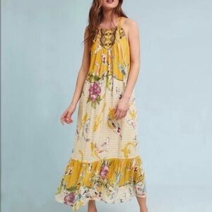 Anthropologie One September Paradiso Koi Print Maxi Dress, Size Medium